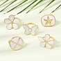 304 Stainless Steel Enamel Cuff Open Rings, Golden
