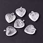 Natural Gemstone Pendants, Heart, with Platinum Tone Brass Findings, Heart