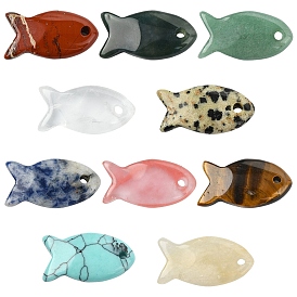 10 шт 10 стили подвески из натуральных и синтетических смешанных драгоценных камней, рыбы прелести