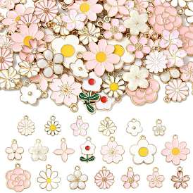 80 шт 20 стили подвески из сплава эмали, цветок