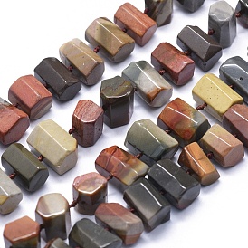 Natural Polychrome Agate Beads Strands, Hexagonal Prism