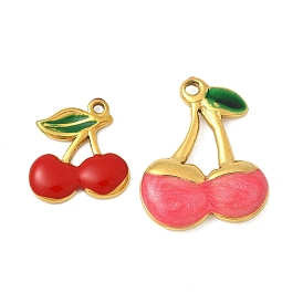 304 из нержавеющей стали шармы эмали, черри прелести, ионное покрытие (ip), реальный 18 k позолоченный
