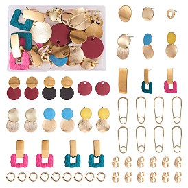 Kit de fabrication de boucles d'oreilles pendantes diy, y compris alliage & laiton & 304 pendentifs en acier inoxydable & aluminium, apprêts de clous d'oreilles en fer et 304 en acier inoxydable