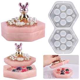 DIY Hexagon Dice Storage Box Food-grade Silicone Molds, Resin Casting Molds, For UV Resin, Epoxy Resin Craft Making