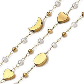 Ручная работа 304 цепочки из нержавеющей стали и АБС-пластика с жемчужными звеньями, с немагнитного гематита, пайки, с 316 цепями и катушкой из нержавеющей стали, ионное покрытие (ip)