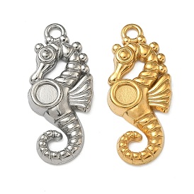 304 Настройки кабошон из нержавеющей стали кулон, ионное покрытие (ip), морской конек