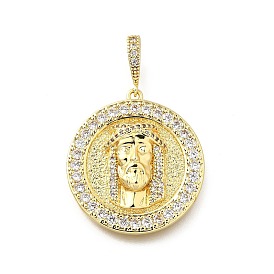 Латунные латунные подвески с цирконием микро паве, плоский круглый с человеческими прелестями, стойки покрытие, долговечный, без свинца и без кадмия