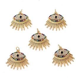 Brass Micro Pave Cubic Zirconia Pendants, Long-Lasting Plated, Cadmium Free & Lead Free, Eye