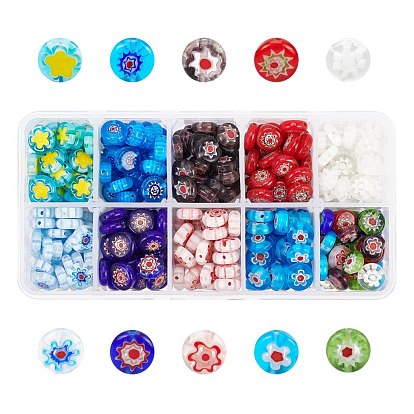 Handmade Millefiori Glass Beads, Flat Round