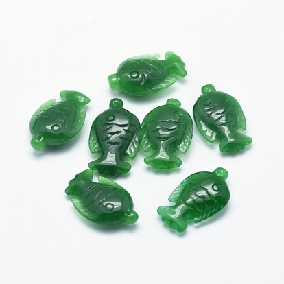 Natural Myanmar Jade/Burmese Jade Pendants, Dyed, Fish