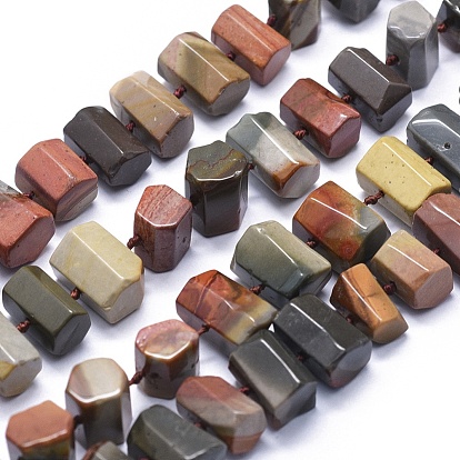 Natural Polychrome Agate Beads Strands, Hexagonal Prism
