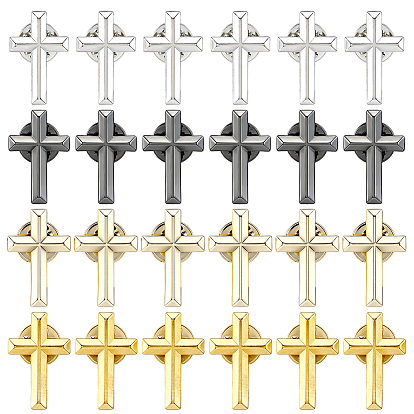 24Pcs 4 Colors Cross Alloy Lapel Pin Backs for Backpack Clothes