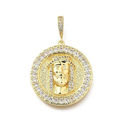 Латунные латунные подвески с цирконием микро паве, плоский круглый с человеческими прелестями, стойки покрытие, долговечный, без свинца и без кадмия