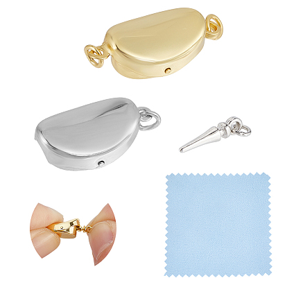 2шт. 2 цвета, самородки стерлингового серебра, застежки-коробочки, 1 нитей, 2-луночное, с замшевой тканью из поликарбоната квадратной серебряной полировальной салфеткой