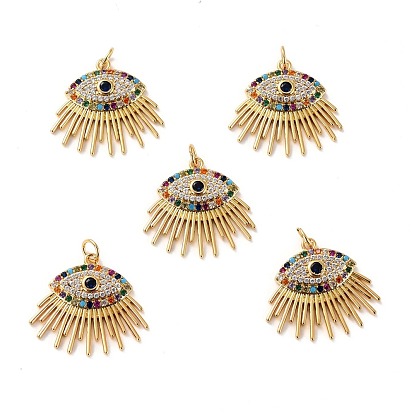 Brass Micro Pave Cubic Zirconia Pendants, Long-Lasting Plated, Cadmium Free & Lead Free, Eye