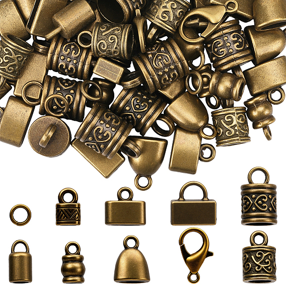 Набор для изготовления ювелирных изделий своими руками, включая концы шнура из сплава и застежки-лобстеры, латунные кольца прыжок открыт