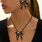 Комплекты из ожерелий и серег-гвоздиков из сплава с леопардовым принтом и бантом для женщин