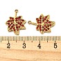 304 Stainless Steel Pendants, with Siam Rhinestone, Leaf Charms