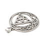 201 Stainless Steel Pendants, Hollow, Flat Round with Trinity Knot