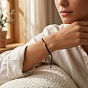 Bracelets ajustables en cordon tressé polyester avec perles rondes en laiton pour femmes, or