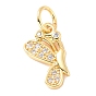Brass Micro Pave Clear Cubic Zirconia Pendants, with Jump Ring, Long-Lasting Plated, Cadmium Free & Lead Free, Butterfly