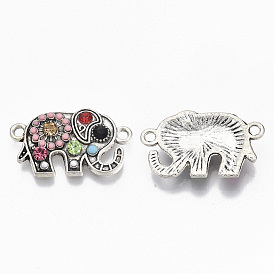 Коннекторы из сплава, с разноцветной смолой и стразами, слон