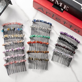 Natural & Synthetic Gemstone Chip Hair Combs for Women, Metal Bridal Crown Hair Accessories