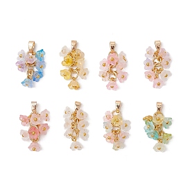 8шт. цветочные акриловые подвески, с латунной привязкой на поруки, матовые