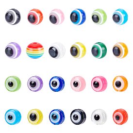 720Pcs 24 Style Resin Beads, Flat Round & Round with Evil Eye