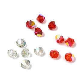 Прозрачный Electroplate стеклянные бусины, двухконусные, с половиным покрытием, граненые