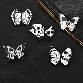 Creative Punk Alloy Brooch Pin with Cartoon Skull Butterfly Enamel Badge