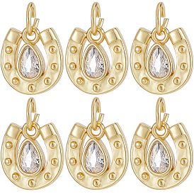 6шт. латунь с подвесками из кубического циркония, долговечный, без свинца и без кадмия, стремя очарование