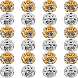 40 шт. 2 цвета латунных дистанционных бусин, с кристально горный хрусталь, рондель