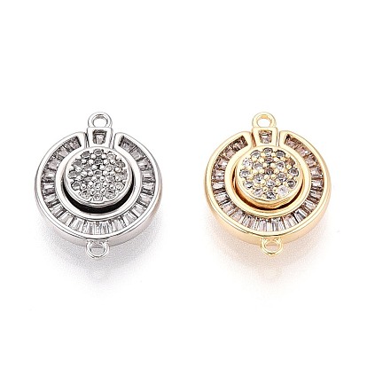 Латунные застежки с прозрачными фианитами и магнитными застежками, плоско-круглые, с петлями