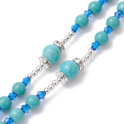 Synthetic Turquoise Necklaces, Alloy Cross Pendants