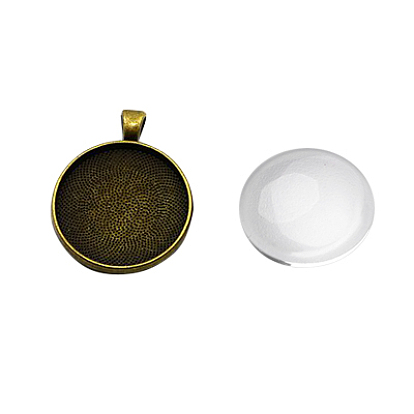 Наборы подвесные для приготовления, с настройками кабошон сплава кулон и стекла кабошонов, плоско-круглые