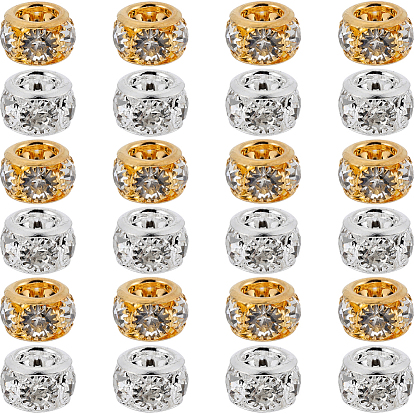 40 шт. 2 цвета латунных дистанционных бусин, с кристально горный хрусталь, рондель