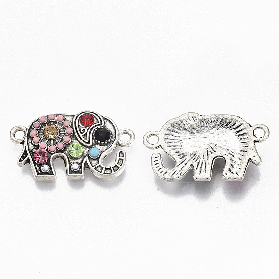 Коннекторы из сплава, с разноцветной смолой и стразами, слон