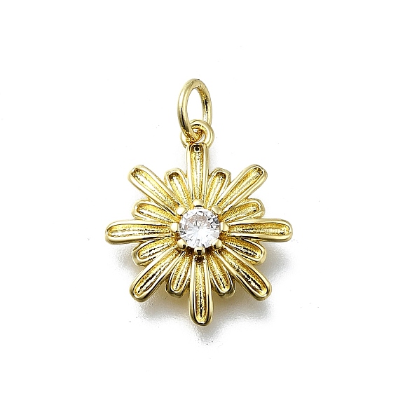 Латунные микро проложить кубического циркония подвески, цветок, долговечный, без свинца и без кадмия, стойки покрытие, с целью перехода в кольце