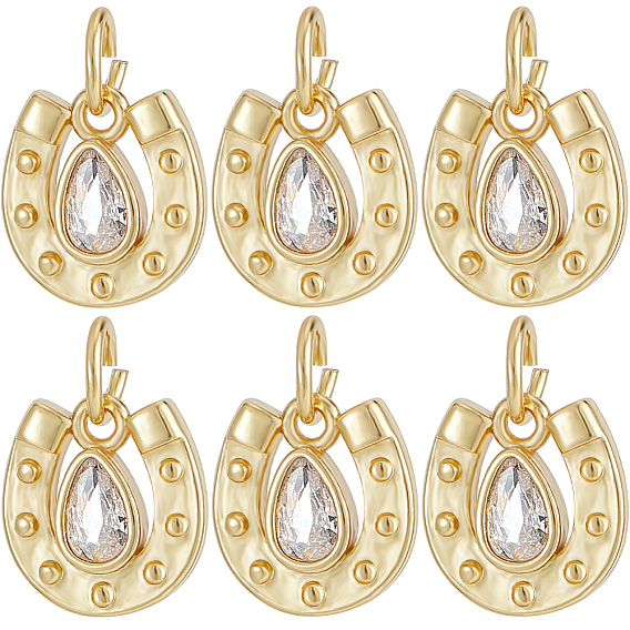 6шт. латунь с подвесками из кубического циркония, долговечный, без свинца и без кадмия, стремя очарование