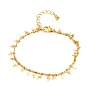 Lightning Bolt Brass Charm Bracelets, with Curb Chains and Cubic Zirconia