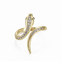 Brass Micro Pave Clear Cubic Zirconia Cuff Rings, Open Rings, Nickel Free, Snake