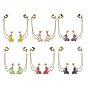Light Gold 304 Stainless Steel Cuff Earring Chains, Star & Butterfly Alloy Enamel Dangle Stud Earrings Crawler Earrings
