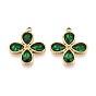 304 подвески из нержавеющей стали и стекла в форме четырехлистника, ионное покрытие (ip), реальный 18 k позолоченный, граненые