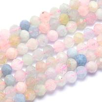 Natural Morganite Beads Strands, Round, Faceted