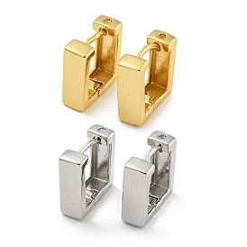 Rack Plating Brass Hoop Earrings, Cadmium Free & Lead Free, Long-Lasting Plated, Rectangle