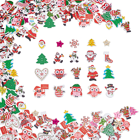 2-Hole Printed Wooden Buttons, for Christmas, for Sewing Crafting, Dyed, Snowflake