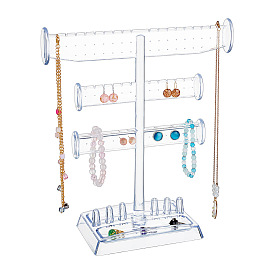 3-уровневые Т-образные пластиковые ювелирные башни для сережек и колец