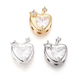 Латунные микро проложить кубического циркония бусы, яблоко