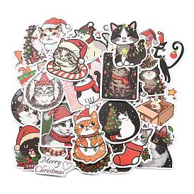 50Pcs Christmas PVC Adhesive Waterproof Stickers Self-Adhesive Stickers, for DIY Photo Album Diary Scrapbook Decoration, Cat